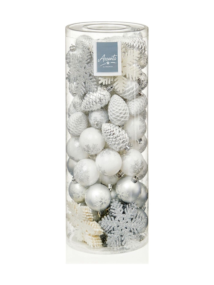 Premier Decorations Ltd White 84pc Christmas Decorations - Image 1 of 1