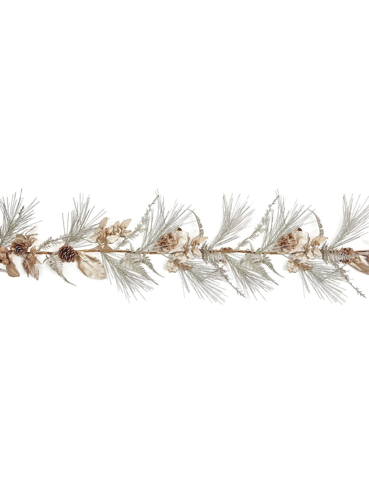 Premier Decorations Ltd 1.8M Platinum Gold Christmas Garland - Image 2 of 2