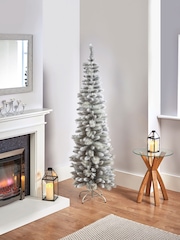 Premier Decorations Ltd 6.5ft Silver Tipped Pencil Pine Christmas Tree - Image 1 of 5