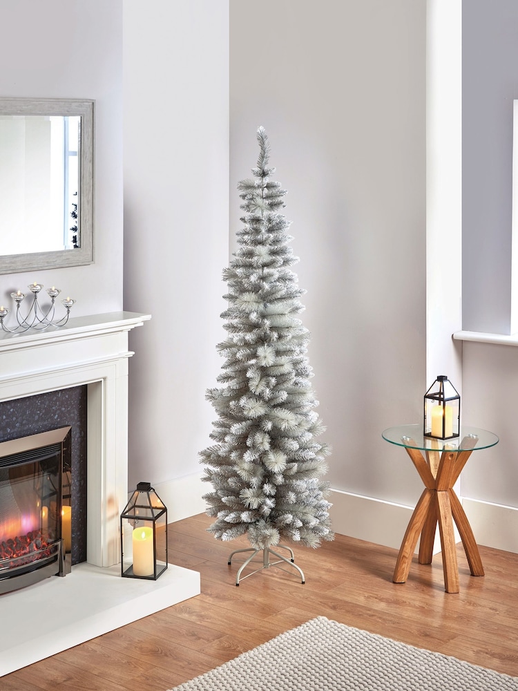 Premier Decorations Ltd 6.5ft Silver Tipped Pencil Pine Christmas Tree - Image 1 of 5 Premier Decorations Ltd 6.5ft Silver Tipped Pencil Pine Christmas Tree - Image 1 of 5