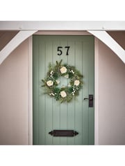 Premier Decorations Ltd 50cm White Rose Christmas Wreath - Image 1 of 2