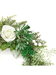 Premier Decorations Ltd 50cm White Rose Christmas Wreath - Image 2 of 2