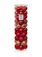 Premier Decorations Ltd Red Christmas Baubles 50 Piece - Image 1 of 1