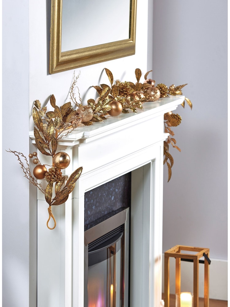 Premier Decorations Ltd 180cm Rose Gold Christmas Garland - Image 1 of 2