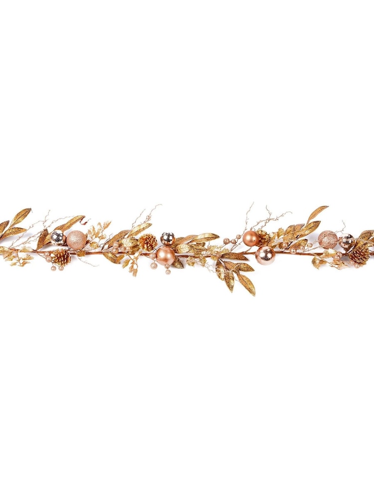Premier Decorations Ltd 180cm Rose Gold Christmas Garland - Image 2 of 2