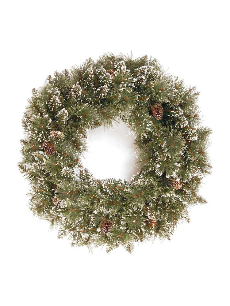 Premier Decorations Ltd Green 60cm Glittery Bristle Christmas Wreath - Image 1 of 1
