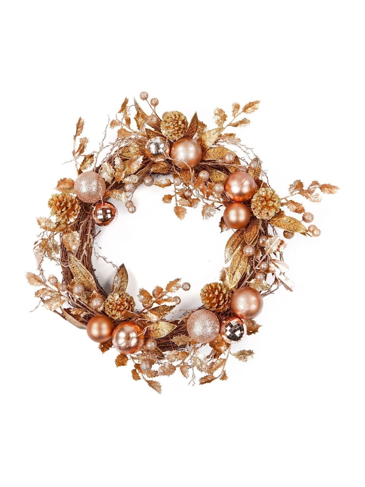 Premier Decorations Ltd 55cm Rose Gold Christmas Wreath - Image 2 of 2 Premier Decorations Ltd 55cm Rose Gold Christmas Wreath - Image 2 of 2
