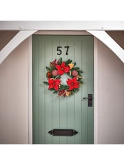 Premier Decorations Ltd 50cm Poinsettia Glitter Christmas Wreath - Image 1 of 2