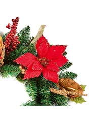 Premier Decorations Ltd 50cm Poinsettia Glitter Christmas Wreath - Image 2 of 2