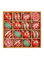 Premier Decorations Ltd 80mm 16pc Multi Red Green White Boxed Christmas Decorations - Image 1 of 1