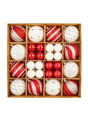 Premier Decorations Ltd Red/White 44pc Boxed Bauble Christmas Decorations - Image 1 of 1