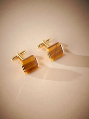 Gold Signature Tigers Eye Cufflinks - Image 1 of 3