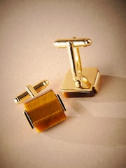 Gold Signature Tigers Eye Cufflinks - Image 2 of 3