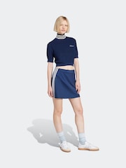 כחול אינדיגו - adidas Originals Crop Turtle Neck 100% Cotton T-Shirt - תמונה 3 מתוך 6