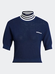 כחול אינדיגו - adidas Originals Crop Turtle Neck 100% Cotton T-Shirt - תמונה 6 מתוך 6