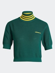 adidas Originals Green Crop Turtle Neck 100% Cotton T-Shirt - Image 6 of 6