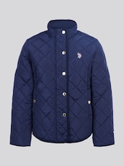 U.S. Polo Assn. Girls Blue Lightweight Quilted Jacket - صورة 1 من 5