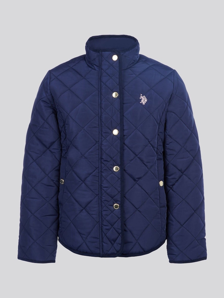 U.S. Polo Assn. Girls Blue Lightweight Quilted Jacket - صورة 1 من 5
