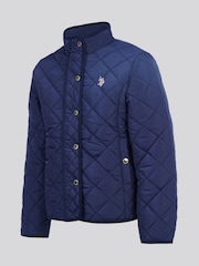 U.S. Polo Assn. Girls Blue Lightweight Quilted Jacket - صورة 2 من 5