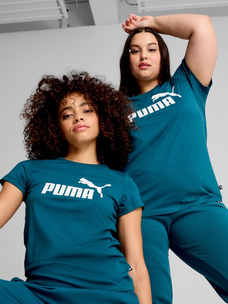 Puma Green Womens Essentials Logo 100% Cotton T-Shirt - Image 1 of 6