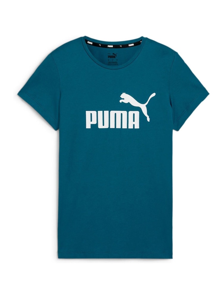 Puma Green Womens Essentials Logo 100% Cotton T-Shirt - Image 6 of 6