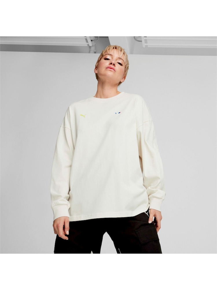 Puma Grey Womens BMW M Motorsport Long Sleeve Graphic 100% Cotton T-Shirt - Image 1 of 6