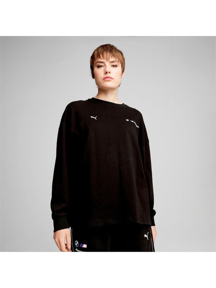 Puma Black Womens BMW M Motorsport Long Sleeve Graphic 100% Cotton T-Shirt - Image 1 of 6