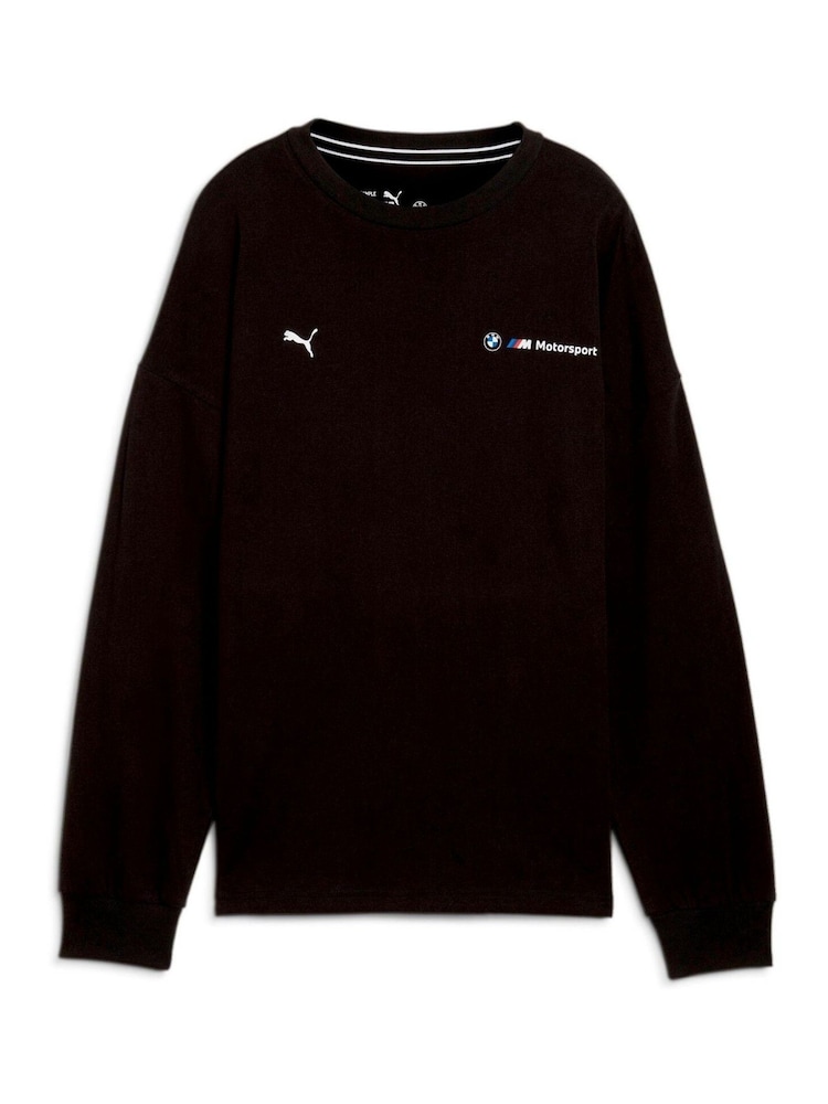 Puma Black Womens BMW M Motorsport Long Sleeve Graphic 100% Cotton T-Shirt - Image 6 of 6