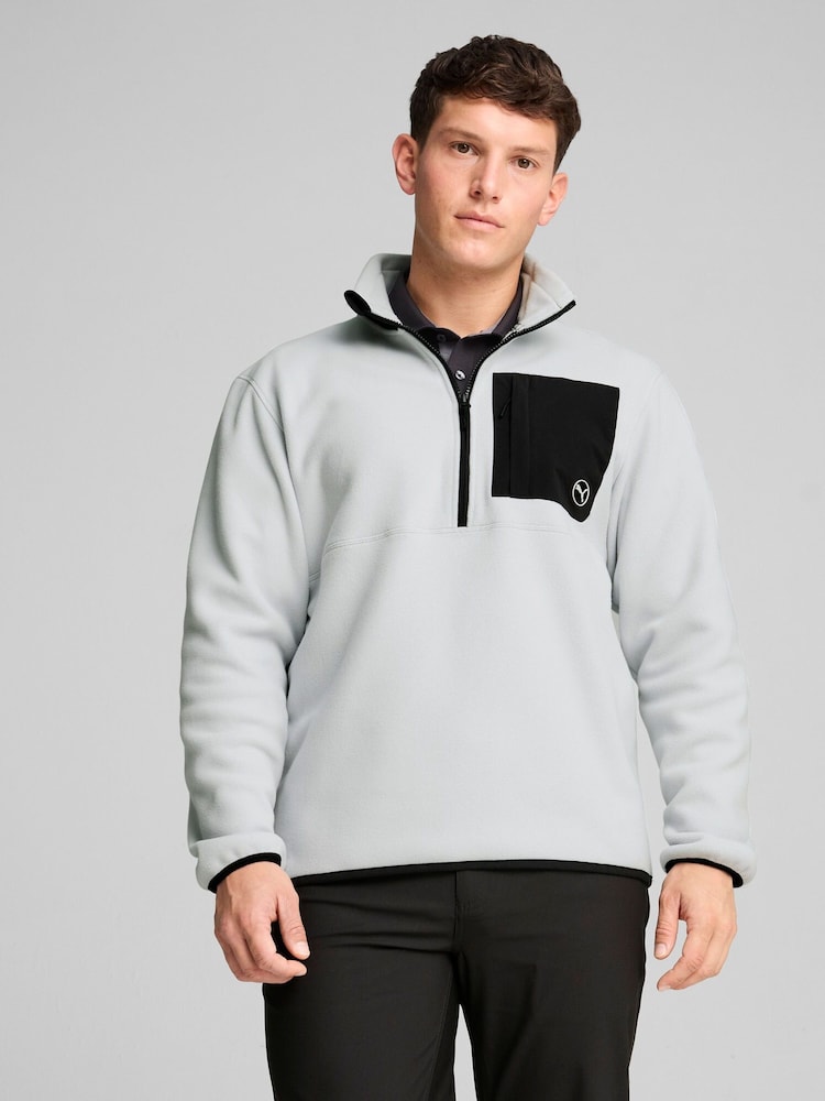 Puma Grey Mens Quarter Zip Fleece Golf Top - Image 1 of 6