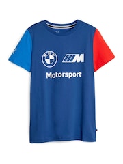 Puma Blue Boys BMW M Motorsport Essentials Logo T-Shirt - Image 1 of 3