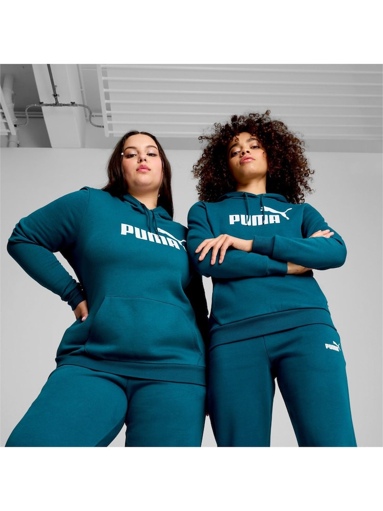 Puma Green Womens Essentials Logo FL Hoodie - Image 1 of 6