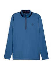 Puma Blue Mens Golf Lightweight Quarter Zip Top - Image 1 of 2