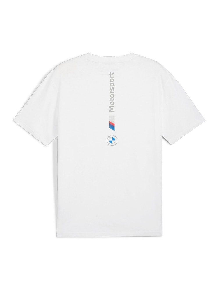 Puma White Mens BMW M Motorsport ESS+ Logo T-Shirt - Image 6 of 6