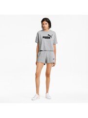 Puma Grey Womens Essentials Logo Cropped 100% Cotton T-Shirt - Image 1 of 3