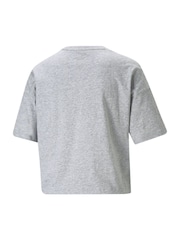 Puma Grey Womens Essentials Logo Cropped 100% Cotton T-Shirt - Image 3 of 3