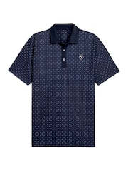 Puma Blue Pure Geo Golf Mens Polo Shirt - Image 1 of 2