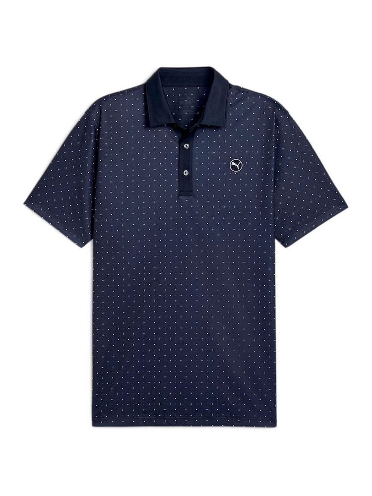 Puma Blue Pure Geo Golf Mens Polo Shirt - Image 1 of 2