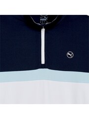 Puma Blue Pure Colourblock Golf Quarter Zip Mens Top - Image 3 of 3