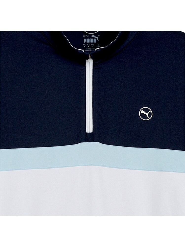 Puma Blue Pure Colourblock Golf Quarter Zip Mens Top - Image 3 of 3
