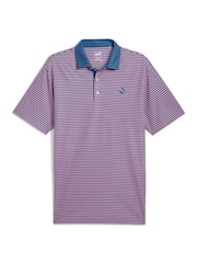 Puma Blue Pure Stripe Golf Mens Polo Shirt - Image 1 of 2