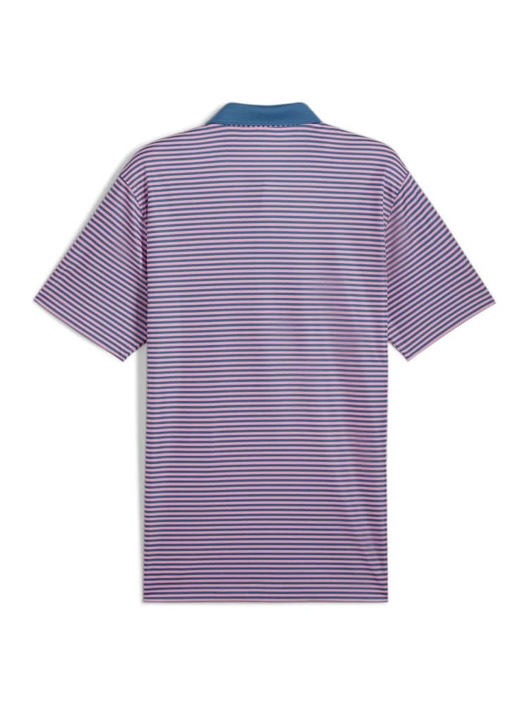 Puma Blue Pure Stripe Golf Mens Polo Shirt - Image 2 of 2