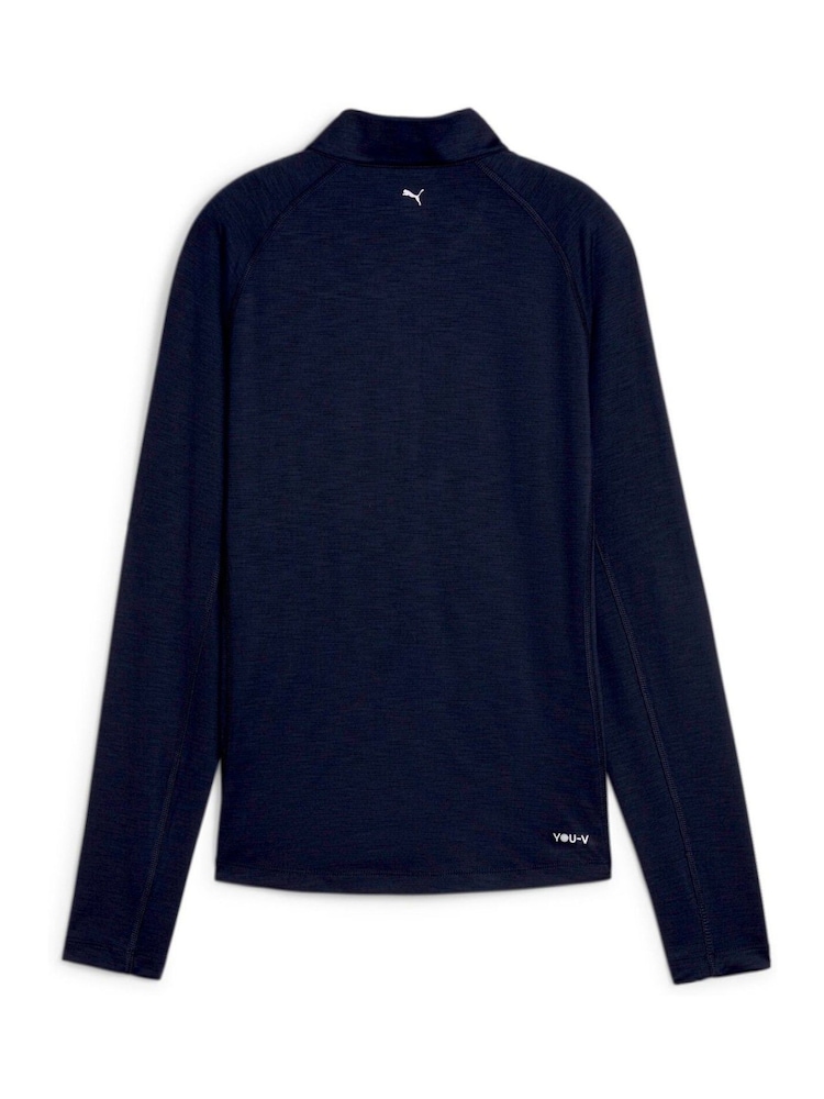 Синий - Puma Black Womens You-V Solid Golf 1/4 Zip Pullover Sweatshirt - Изображение 1 из 2