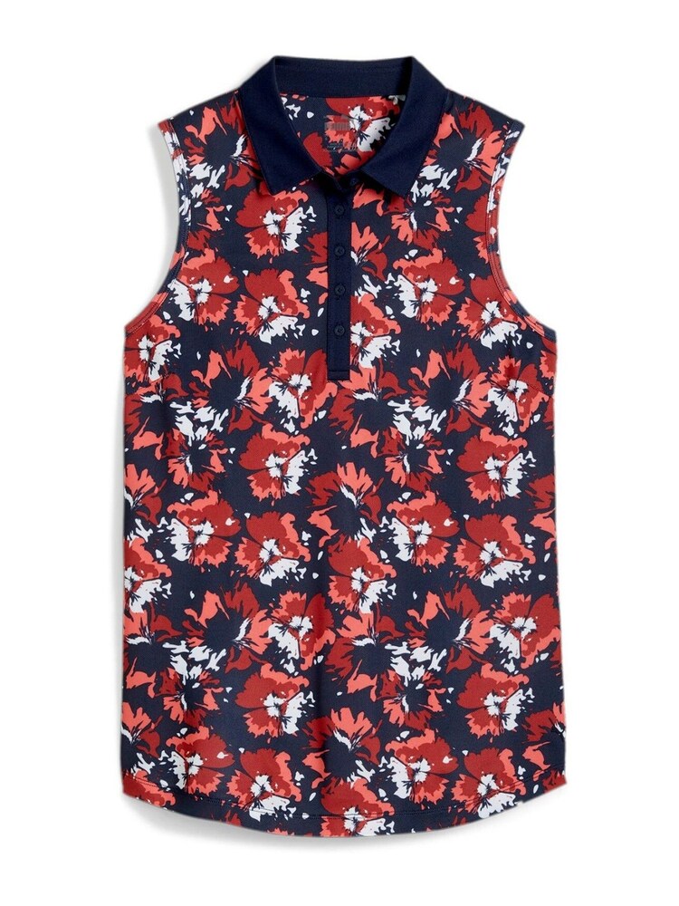 Puma Blue Womens Pique Borrego Sleeveless Golf Polo Shirt - Image 1 of 2 Puma Blue Womens Pique Borrego Sleeveless Golf Polo Shirt - Image 1 of 2