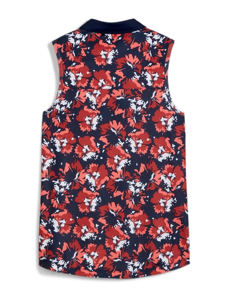 Puma Blue Womens Pique Borrego Sleeveless Golf Polo Shirt - Image 2 of 2 Puma Blue Womens Pique Borrego Sleeveless Golf Polo Shirt - Image 2 of 2