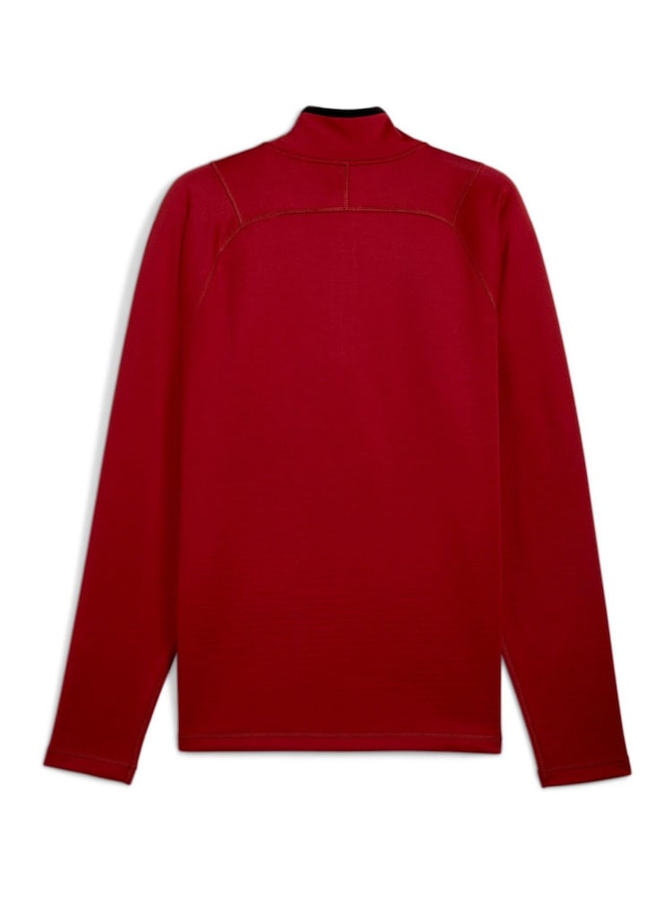 Puma Red Mens Waffle Fleece Golf Quarter Zip Top - Image 2 of 2