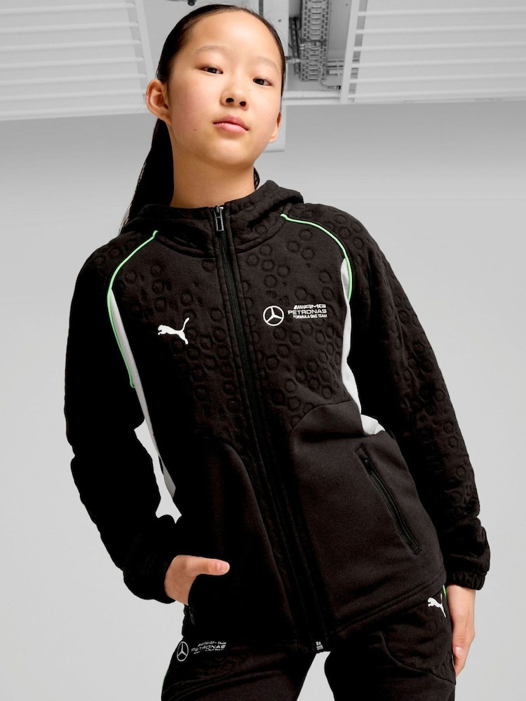 Puma Black Boys Mercedes-AMG Petronas F1 Hooded Sweat Jacket - Image 1 of 6