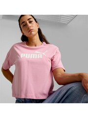 Puma Pink Womens Essentials Logo Cropped 100% Cotton T-Shirt - Image 2 of 6