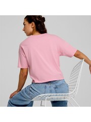 Puma Pink Womens Essentials Logo Cropped 100% Cotton T-Shirt - Image 3 of 6