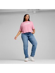 Puma Pink Womens Essentials Logo Cropped 100% Cotton T-Shirt - Image 4 of 6