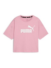 Puma Pink Womens Essentials Logo Cropped 100% Cotton T-Shirt - Image 6 of 6